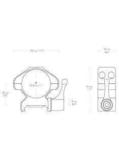   Hawke oldható gyűrűpár weaver sínre 25.4  mm /középmagas HA23011